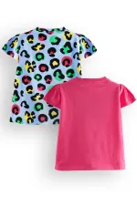 Kız Çocuk Siyah Leopar 2'li T-shirt Takım