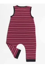 Funny Crocodile Boy's Cotton Burgundy Jumpsuit