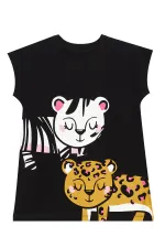 Leopar ve Zebra Kız Çocuk Tunik Tayt Takım