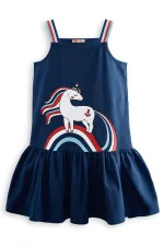 Denizci Unicorn Lacivert Kız Çocuk Elbise