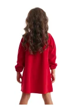 Yavru Geyik Kız Kadife Kırmızı Yılbaşı Elbisesi