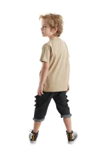 Komik Dino Erkek Çocuk T-shirt Kapri Şort Takım