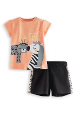 Zebra ve Leo Kız Çocuk T-shirt Şort Takım