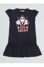 Robe bleu marine en coton « Rêve de glace » pour fille