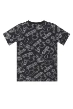 Araba Erkek Çocuk Siyah T-Shirt Kapri Şort Takım