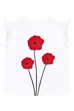 Ensemble t-shirt et legging pour fille à motif coquelicot rouge