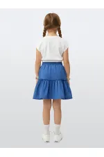 Renkli Çiçekler Kız Çocuk T-shirt Etek Takım