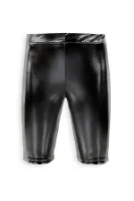 Leggings noirs brillants montants jusqu'aux genoux pour filles
