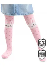 Tavşan Kız Puantiyeli Kalın Pembe Dantelli Çorap