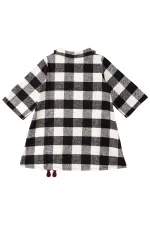 Ponpon Kız Çocuk Ekose Elbise