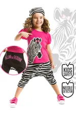 Zebra Fashion Girls' T-shirt and Capri Shorts Set