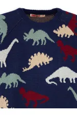 Dinosaurs Boys' Navy Blue Knitted Sweater