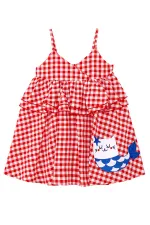 Robe à carreaux rouges pour fille chat de mer