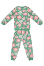 Pembe Çiçekli Kız Bebek Yeşil Eşofman Takımı