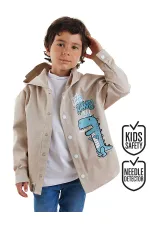 Dino Oversize Gabardine Boys' Shirt Jacket