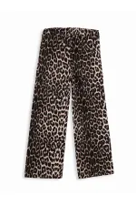 Pantalon en gabardine imprimé léopard pour filles