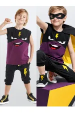 Şimşek Maske Erkek Çocuk T-shirt Kapri Şort akım