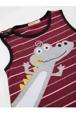 Funny Crocodile Boy's Cotton Burgundy Jumpsuit