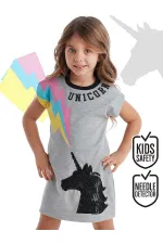 Robe licorne grise pour fille