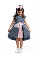 Robe rose girafe pour fille + bandeau
