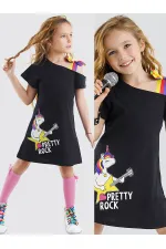 Robe noire de fille licorne rock
