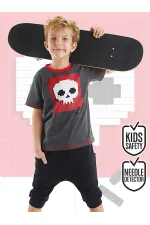 Skull Erkek Çocuk T-shirt Kapri Şort Takım