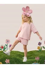 Ensemble t-shirt et short rose oversize pour fille