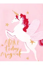 Winged Unicorn Plaid Girl's Pink Dress