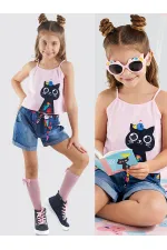 Flower Garden Girls' T-shirt and Denim Shorts Set