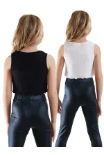 Kız Çocuk Siyah Beyaz Crop Atlet 2'li Takım