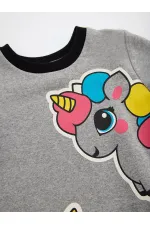Robe sweat-shirt grise licorne pour fille
