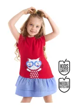 Robe rouge pour fille avec volants de chat