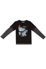 Rhino Erkek Çocuk Siyah T-shirt Eşofman Altı Takım