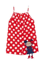 Red Polka Dot Girl's Woven Jumpsuit