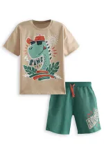Ensemble T-shirt et short d'été pour garçon sur le thème des dinosaures