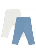 Ekru Ve Mavi Kız Çocuk Kaşkorse 2'li Tayt Paketi