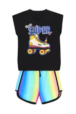 Unicorn Skateboarding Girl's T-shirt and Shorts Set