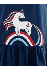 Denizci Unicorn Lacivert Kız Çocuk Elbise