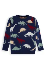 Dinosaurs Boys' Navy Blue Knitted Sweater