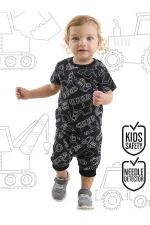 Araba Erkek Bebek Siyah T-Shirt Kapri Şort Takım