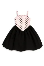 Robe de fille à pois roses et noirs