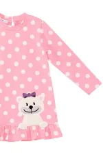 Ayıcık Kız Bebek Puantiyeli Pembe Elbise