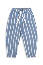 Blue and White Striped Unisex Kids' Trousers
