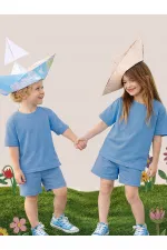 Oversize Mavi Unisex T-shirt Şort Takım