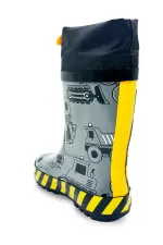 Bottes de pluie grises pour garçons, motif véhicules de chantier