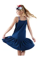 Denizci Unicorn Lacivert Kız Çocuk Elbise