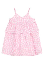 Pembe Puantiye Kız Çocuk Poplin Elbise