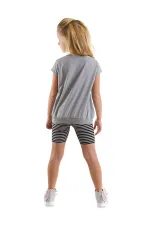 Elegant Unicorn Girl's Grey and Black Tunic and Leggings Set