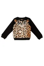 Peluş Leopar Kız Çocuk Eşofman Takımı