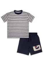 Korsan Erkek Çocuk Çizgili T-shirt Şort Takım
